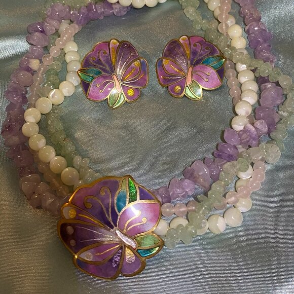 Artist David Kuo Enamel Champleve, Necklace, Bracelet, Earrings. - Picture 9 of 14